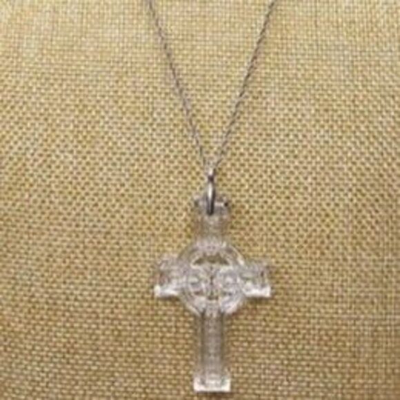 Waterford Crystal Vintage 2.5"L Clear Crystal Cross on 925 Silver Chain 20"L - Picture 1 of 4